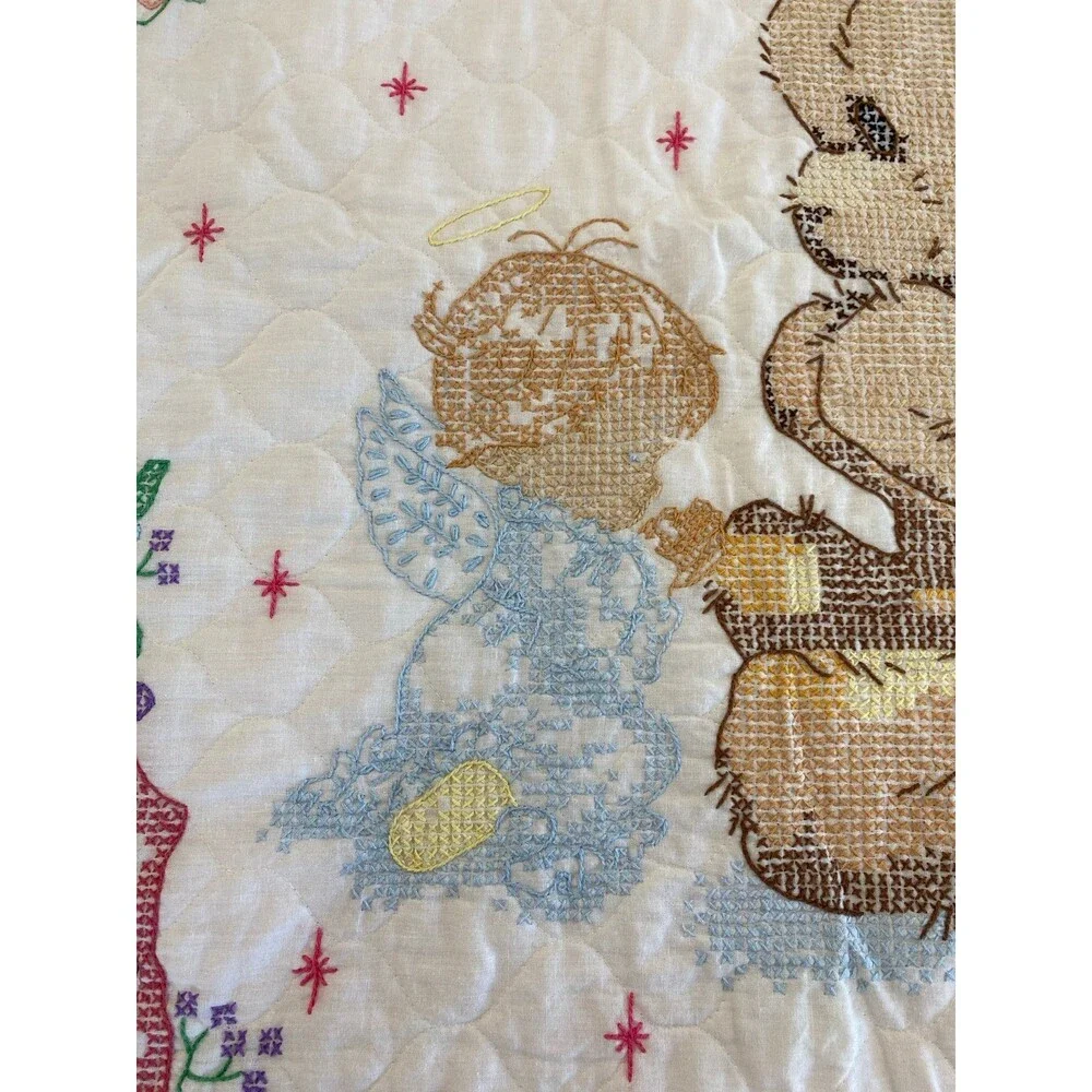 Vintage Handmade Embroidery Infant Blanket or Wall Hanging‎ 4 Baby Nursery